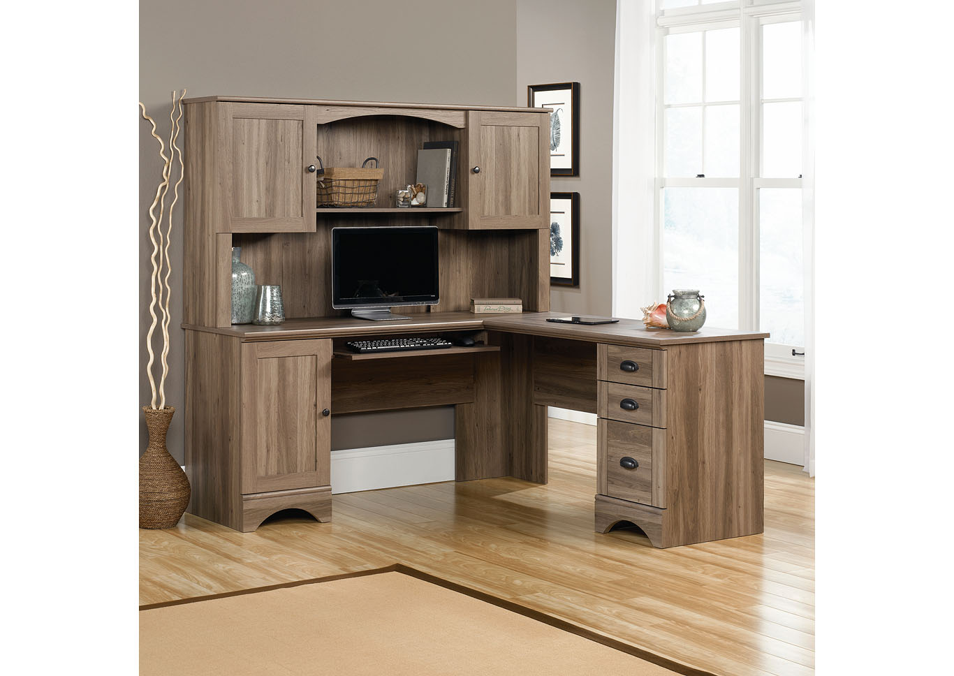 Harbor View Salt Oak Corner Computer Desk,Sauder